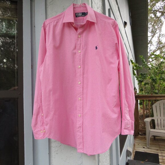 Polo Ralph Lauren Mens 15 1/2 Tiny check Pink Long sleeved Shirt - Picture 1 of 7